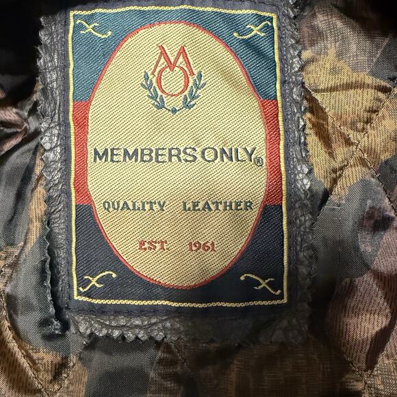 Vtg Members Only Genuine Leather Jacket Men XL Brown Moto Bomber Full Zip EUC - Picture 6 of 15